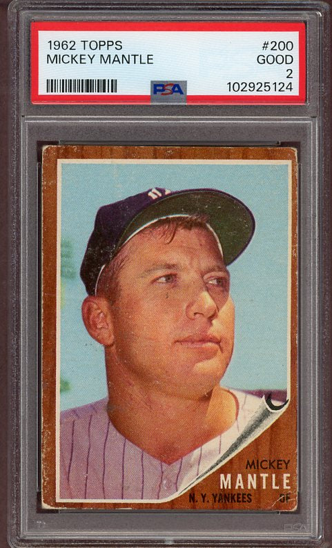 1962 Topps Baseball #200 Mickey Mantle Yankees PSA 2 GD 522837