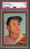 1962 Topps Baseball #200 Mickey Mantle Yankees PSA 3 VG 522838