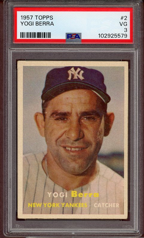 1957 Topps Baseball #002 Yogi Berra Yankees PSA 3 VG 522851