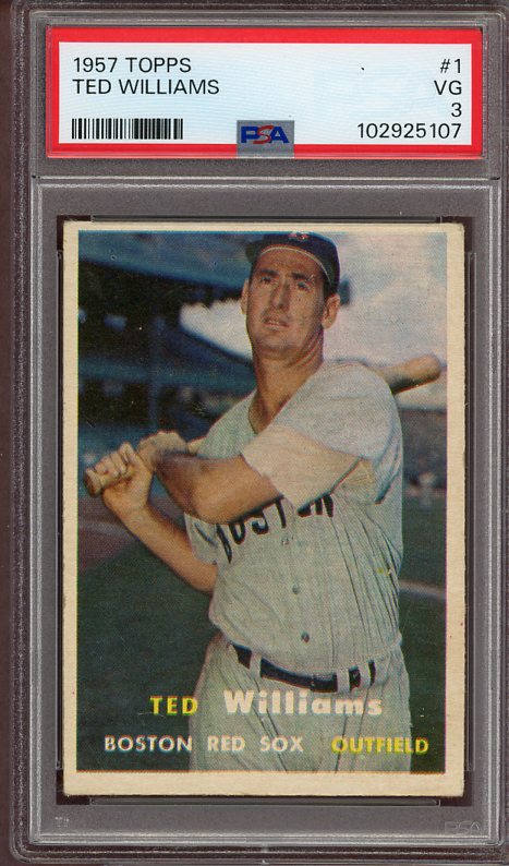 1957 Topps Baseball #001 Ted Williams Red Sox PSA 3 VG 522878