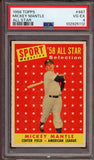 1958 Topps Baseball #487 Mickey Mantle A.S. Yankees PSA 4 VG-EX 522890