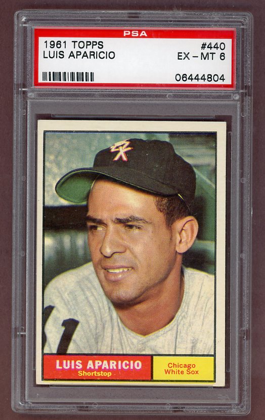 1961 Topps Baseball #440 Luis Aparicio White Sox PSA 6 EX-MT 522965