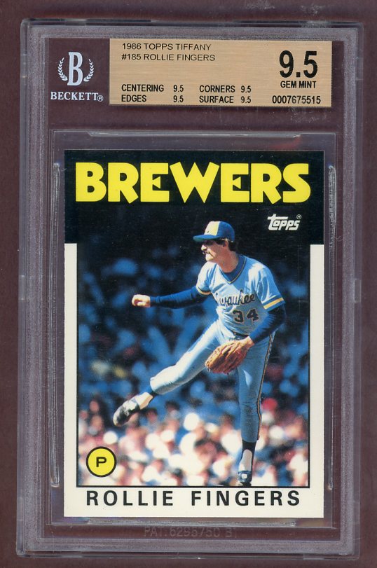 1986 Topps Baseball #185 Rollie Fingers Brewers BVG 9.5 GEM MINT 522973