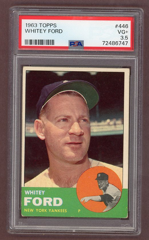 1963 Topps Baseball #446 Whitey Ford Yankees PSA 3.5 VG+ 522981