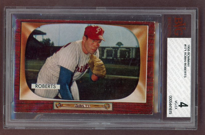 1955 Bowman Baseball #171 Robin Roberts Phillies BVG 4 VG-EX 522984