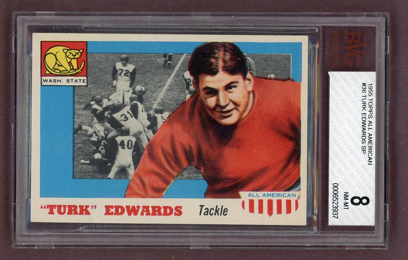 1955 Topps Football #036 Turk Edwards Washington St. BVG 8 NM/MT 523093