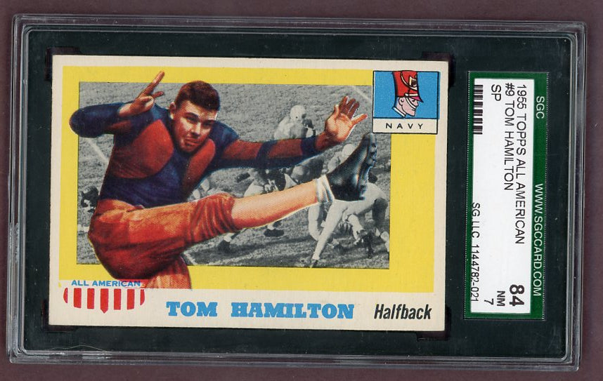 1955 Topps Football #009 Tom Hamilton Navy SGC 7 NM 523117