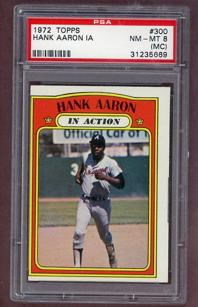 1972 Topps Baseball #300 Hank Aaron IA Braves PSA 8 NM/MT mc 523266