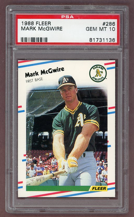 1988 Fleer #286 Mark McGwire A's PSA 10 GEM MINT 523306