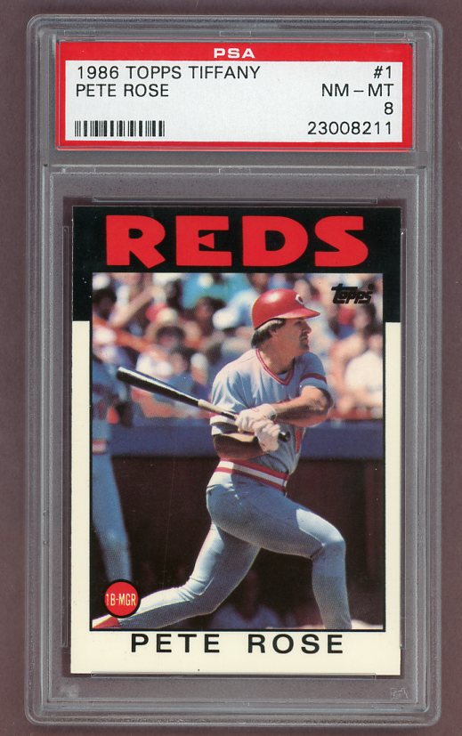 1986 Topps Tiffany #001 Pete Rose Reds PSA 8 NM/MT 523354