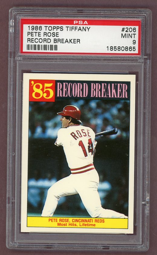 1986 Topps Tiffany #206 Pete Rose RB Reds PSA 9 MINT 523355