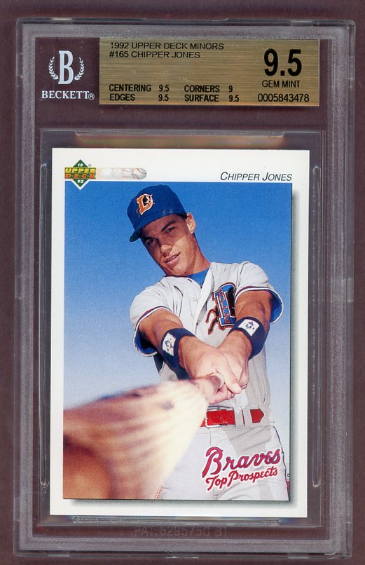 1992 Upper Deck Minors #165 Chipper Jones Braves BVG 9.5 GEM MINT 523398