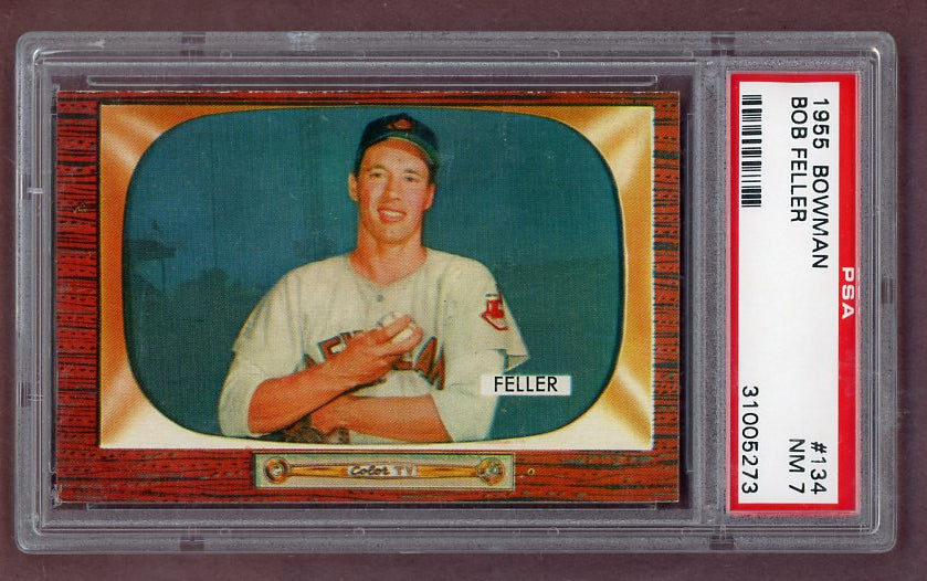 1955 Bowman Baseball #134 Bob Feller Indians PSA 7 NM 523499