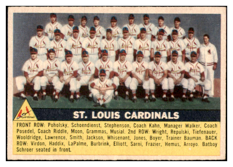 1956 Topps Baseball #134 St. Louis Cardinals Team EX Gray 523729