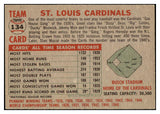 1956 Topps Baseball #134 St. Louis Cardinals Team EX Gray 523729