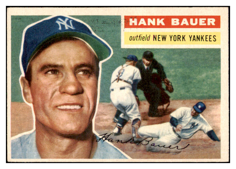 1956 Topps Baseball #177 Hank Bauer Yankees EX-MT Gray 523745