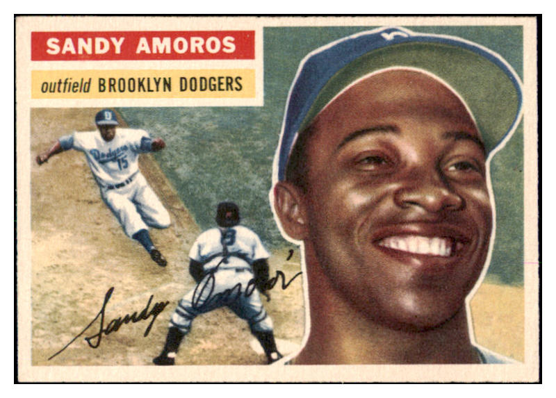 1956 Topps Baseball #042 Sandy Amoros Dodgers EX-MT White 523754