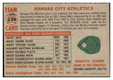 1956 Topps Baseball #236 Kansas City A's Team EX-MT 523768