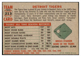 1956 Topps Baseball #213 Detroit Tigers Team EX-MT 523770