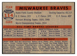 1957 Topps Baseball #114 Milwaukee Braves Team EX-MT 523811