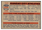 1957 Topps Baseball #204 Kansas City A's Team EX-MT 523812
