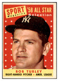 1958 Topps Baseball #493 Bob Turley A.S. Yankees EX 523826