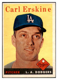 1958 Topps Baseball #258 Carl Erskine Dodgers EX 523833