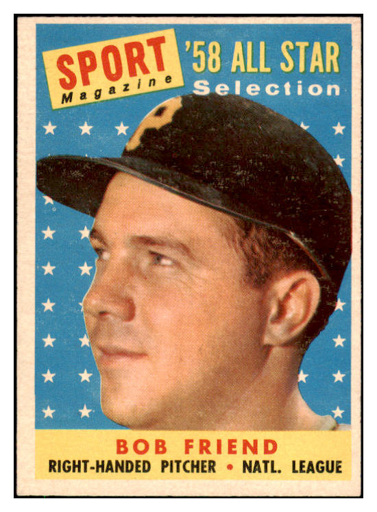 1958 Topps Baseball #492 Bob Friend A.S. Pirates EX-MT 523841