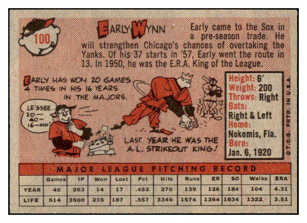 1958 Topps Baseball #100 Early Wynn White Sox EX-MT 523845