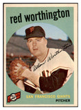 1959 Topps Baseball #028 Red Worthington Giants EX-MT 524170