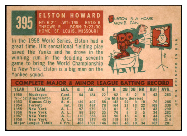 1959 Topps Baseball #395 Elston Howard Yankees EX-MT 524323
