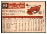 1959 Topps Baseball #540 Willy Miranda Orioles EX-MT 524367