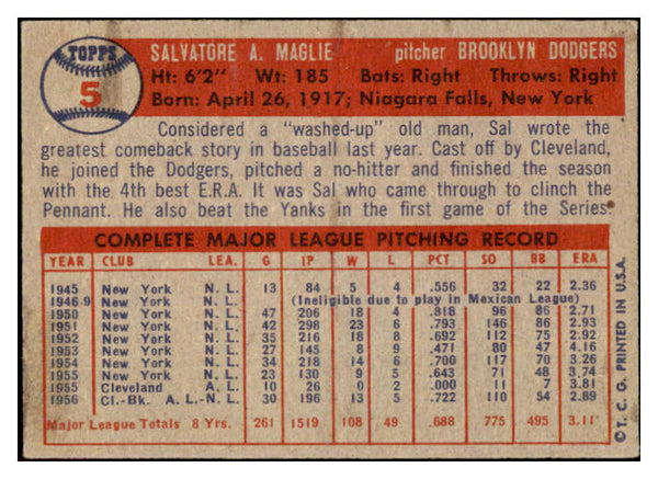 1957 Topps Baseball #005 Sal Maglie Dodgers EX-MT 524394