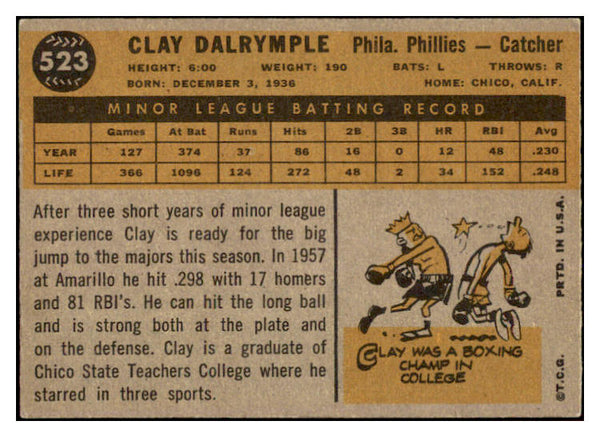 1960 Topps Baseball #523 Clay Dalrymple Phillies EX-MT 524439