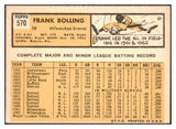 1963 Topps Baseball #570 Frank Bolling Braves EX 524507