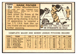 1963 Topps Baseball #554 Hank Fischer Braves EX 524510