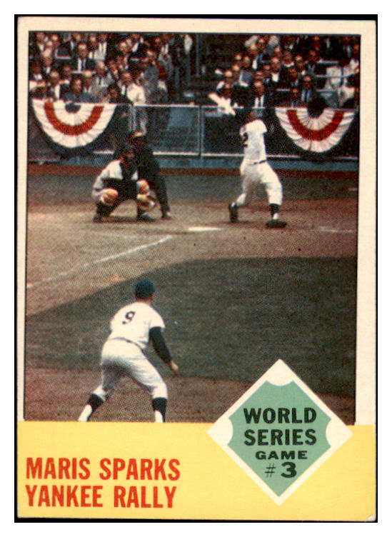 1963 Topps Baseball #144 World Series Game 3 Roger Maris EX 524511