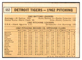 1963 Topps Baseball #552 Detroit Tigers Team EX 524512