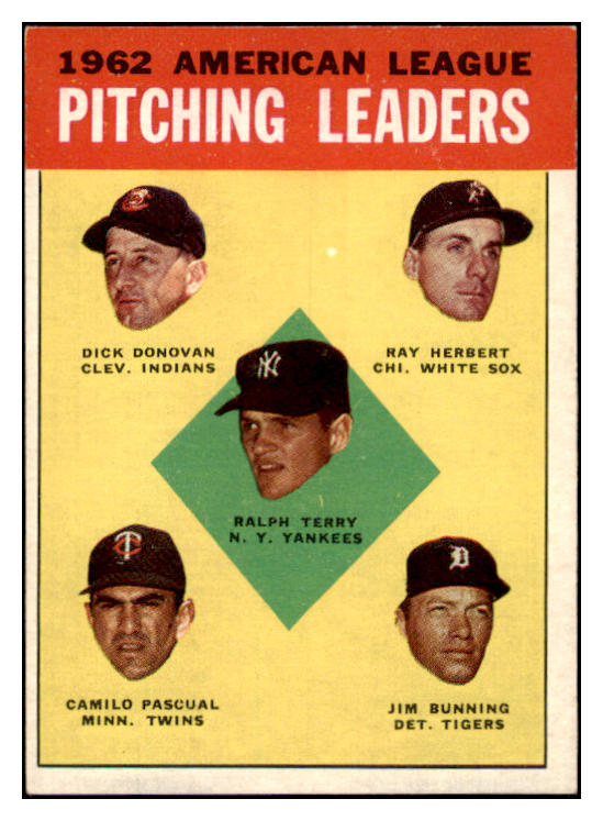 1963 Topps Baseball #008 A.L. Win Leaders Jim Bunning EX-MT 524552