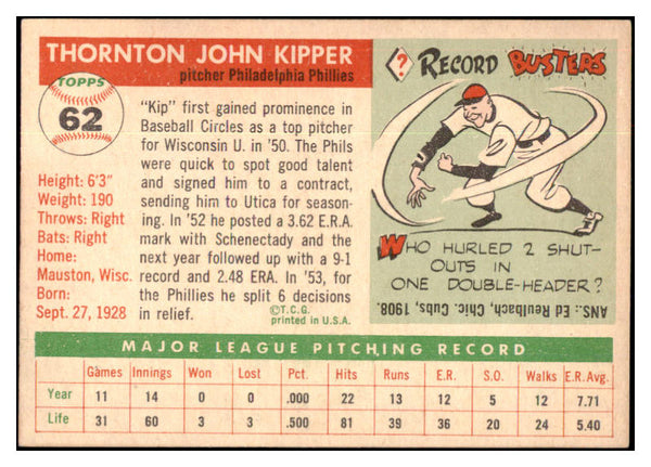 1955 Topps Baseball #062 Thornton Kipper Phillies NR-MT 524638