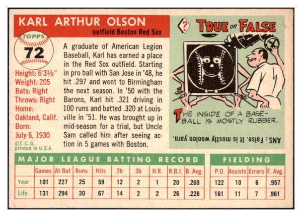 1955 Topps Baseball #072 Karl Olson Red Sox NR-MT 524643