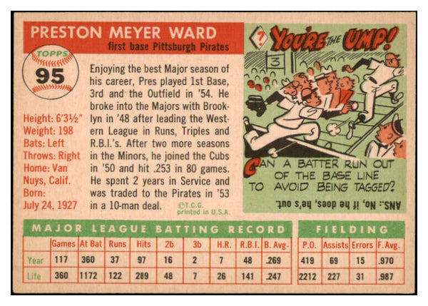 1955 Topps Baseball #095 Preston Ward Pirates NR-MT 524660