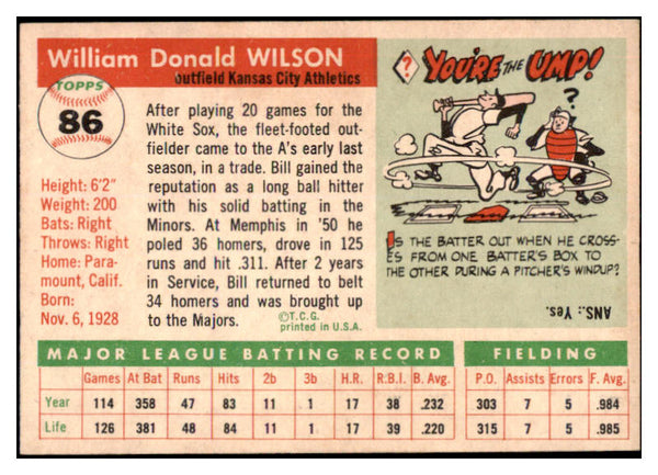 1955 Topps Baseball #086 Bill Wilson A's EX-MT 524755
