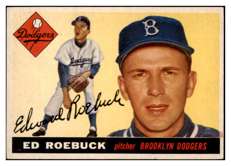 1955 Topps Baseball #195 Ed Roebuck Dodgers EX-MT 524775