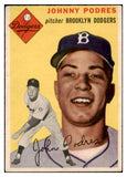 1954 Topps Baseball #166 Johnny Podres Dodgers EX 524839