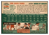1954 Topps Baseball #166 Johnny Podres Dodgers EX 524839