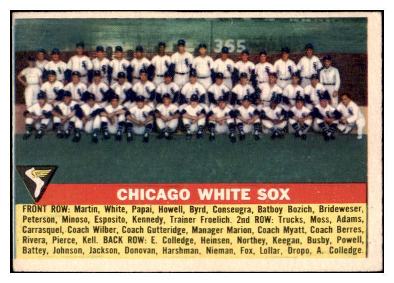 1956 Topps Baseball #188 Chicago White Sox Team EX 524898