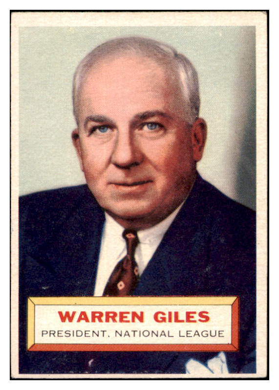 1956 Topps Baseball #002 Warren Giles President EX White 524911