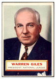 1956 Topps Baseball #002 Warren Giles President EX White 524911