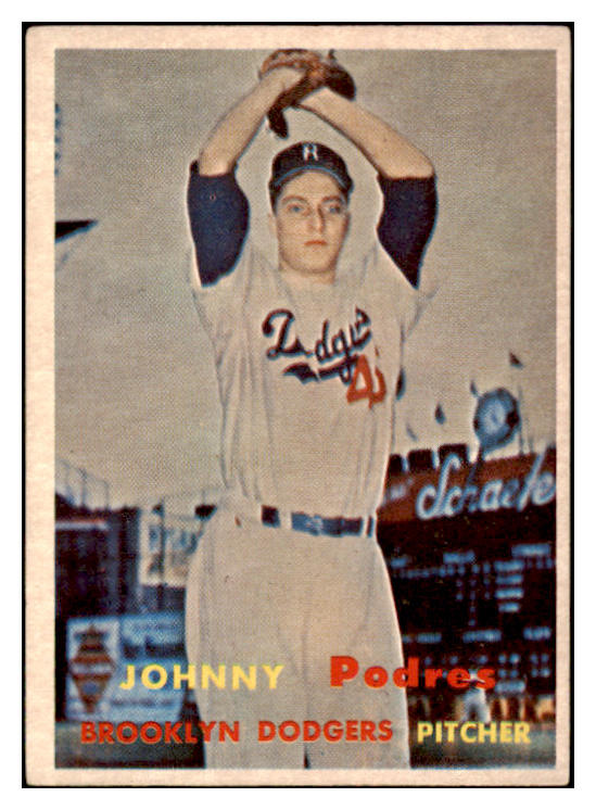 1957 Topps Baseball #277 Johnny Podres Dodgers EX+/EX-MT 524993